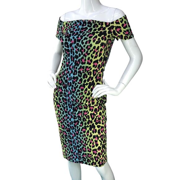 Chiara Boni La Petite Robe Size 40 US 4 Anoush Dress Off Shoulder Animal Print
